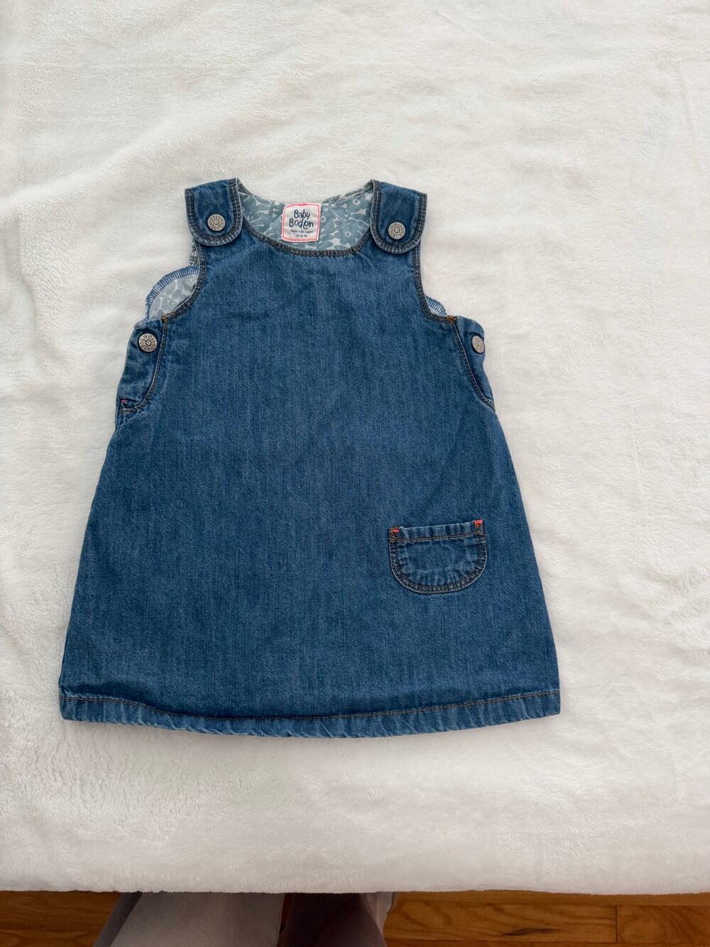 Baby Boden Overall Dress Denim Blue 12-18 Months